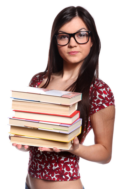 College girl with books - Zdjęcie, obraz