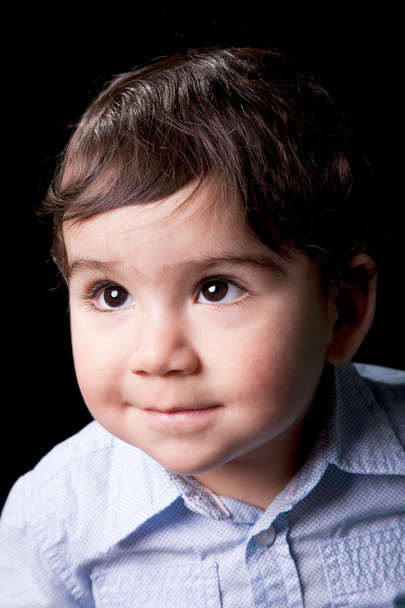 Cute and happy baby, isolated on black, studio shot - Photo, Image