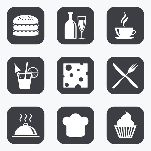 Food, drink icons. - Vector, afbeelding