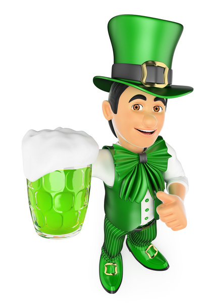 3D St Patrick день людина з пивом - Фото, зображення