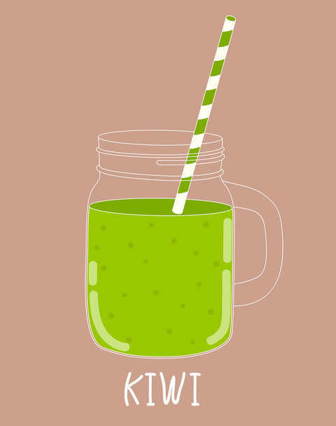 Fresh Kiwi Smoothie. Healthy Food. Vector Illustration - Vector, Image