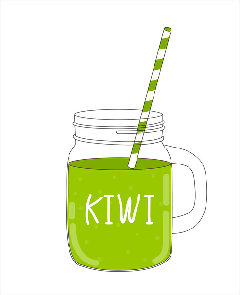Fresh Kiwi Smoothie. Healthy Food. Vector Illustration - Vector, Image