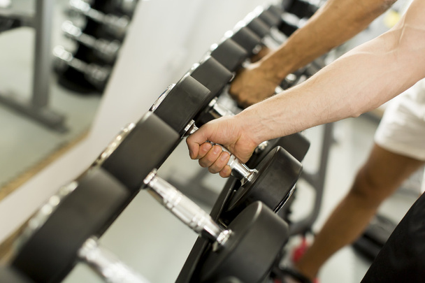 Dumbbells in the gym closeup - Photo, Image