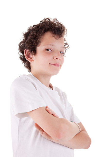 Cute boy, smiling, isolated on white background. Studio shot - Photo, image