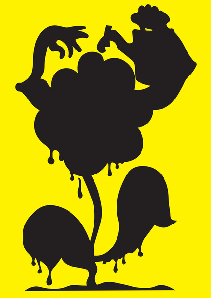 Illustratie van een abstracte silhouet bloem die wateren van itsel - Vector, afbeelding