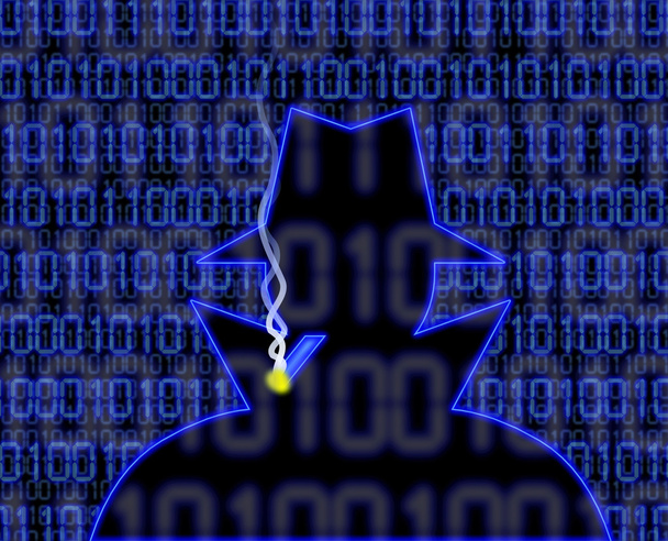 Blue hacker silhouette with cigarette - Photo, Image