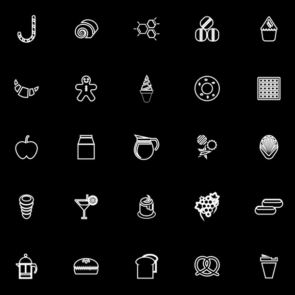Sweet food line icons on black background - Vector, Image