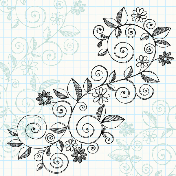 Dibujados a mano Swirly Vines Sketchy Doodles
 - Vector, imagen