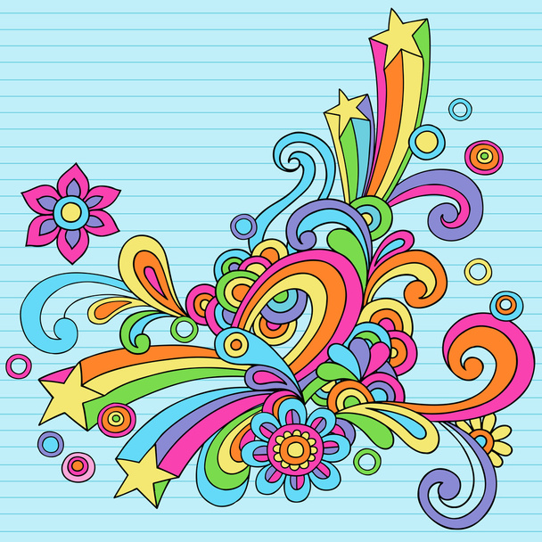 ψυχεδελικό groovy doodles διανυσματικά σχέδια - Διάνυσμα, εικόνα