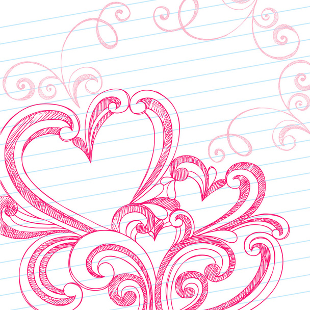 Heart Shaped Sketchy Doodle Swirls Valentine's Day Vector Design - Vector, Image