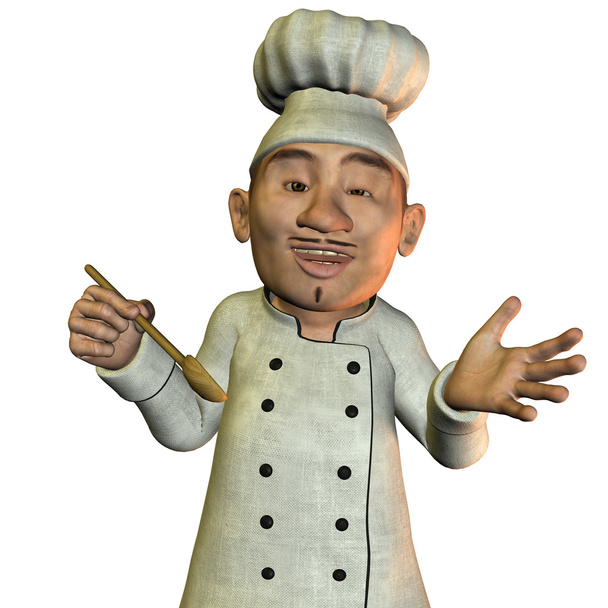 Chef avec cuillères à soupe
 - Photo, image