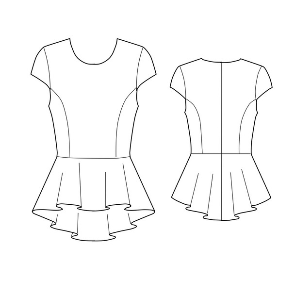 Flat fashion sketch - Fashion pattern - Peplum - Valokuva, kuva