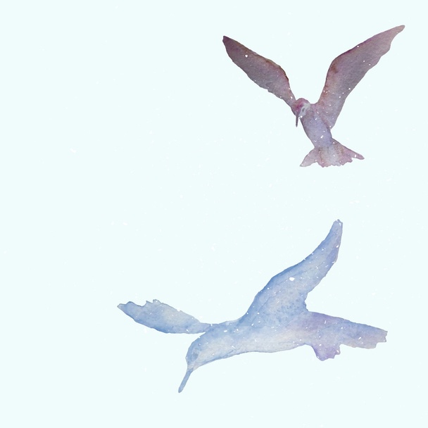Flying watercolor birds - Vetor, Imagem
