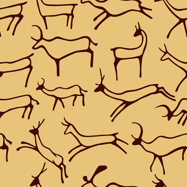 Cave drawing pattern - Vektör, Görsel