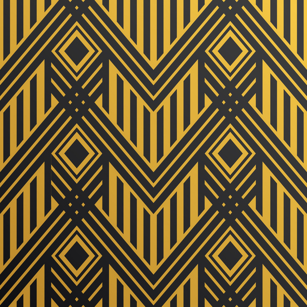 Art Deco seamless vintage wallpaper pattern. Geometric vector golden decorative pattern. - Vektor, obrázek