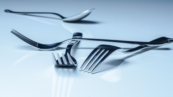 Metal cutlery on the table - Fotografie, Obrázek