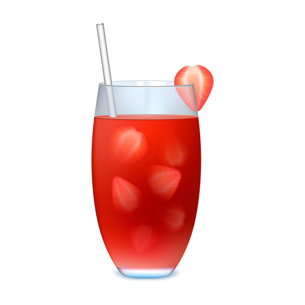 Fresh summer strawberry cocktail - Διάνυσμα, εικόνα