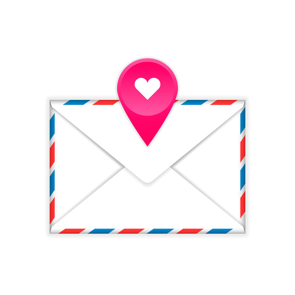 Envelope with heart mark flat icon - Vektor, Bild