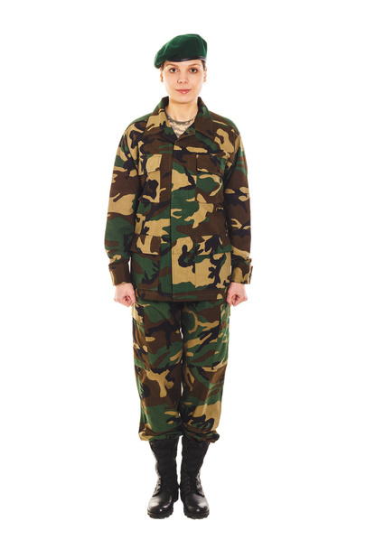 Lány - katona a katonai egyenruha - Fotó, kép