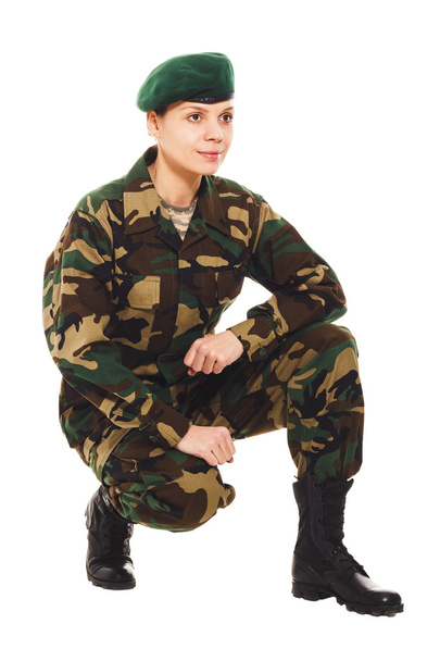 Soldaat meisje in het militaire uniform - Foto, afbeelding