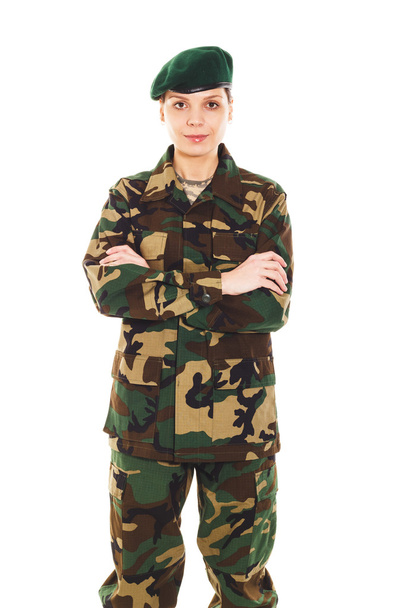 Soldier girl in the military uniform - Photo, Image