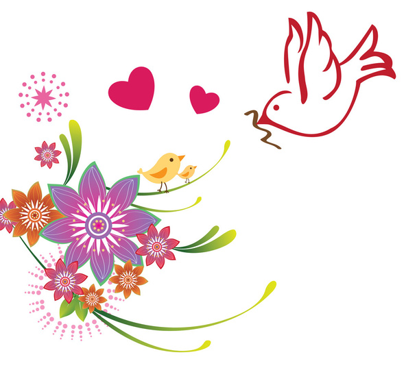 Bird & flower - Vetor, Imagem