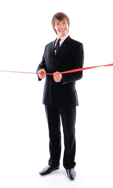 Teenage businessman with the red line - Zdjęcie, obraz
