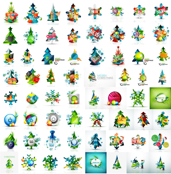 collection of Christmas and New Year concepts. Modern style - Vector, Image