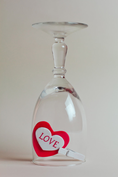 A beautiful heart with the inscription love in the glass. Original Valentine - Foto, afbeelding