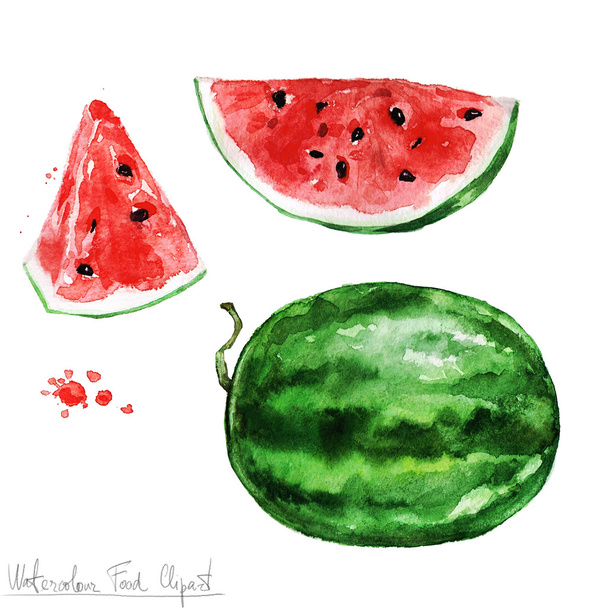 Akvarell élelmiszer Clipart - görögdinnye - Fotó, kép