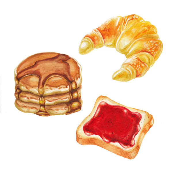 Watercolor breakfast delicious - Foto, immagini
