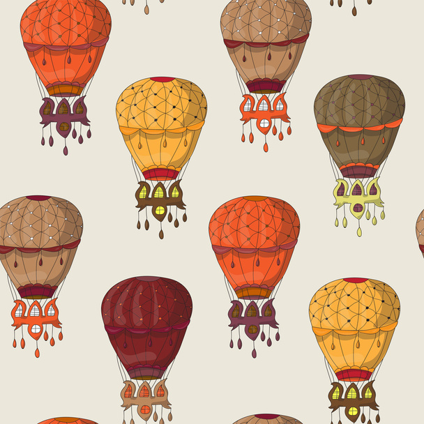 Vintage  seamless pattern of hot air balloons - Vector, Image