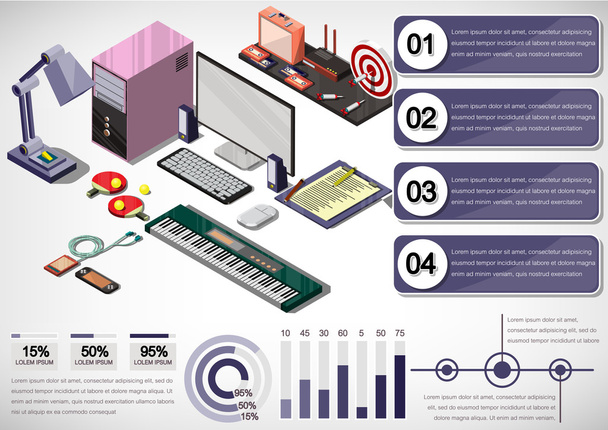 illustration of info graphic interior office concept - Vector, Image