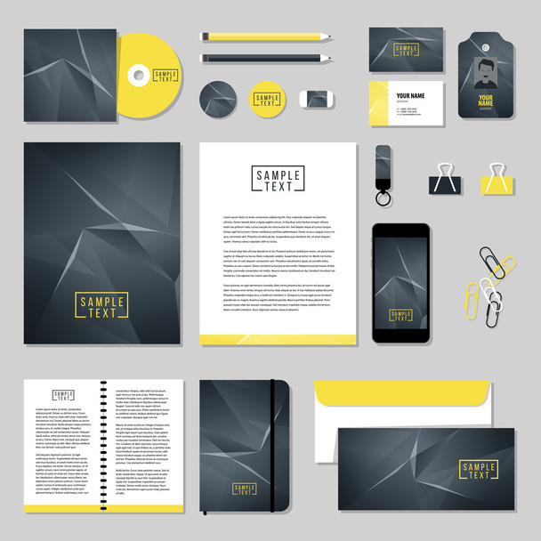 Vector stationery template design with Abstract polygonal space low poly - Vektor, obrázek