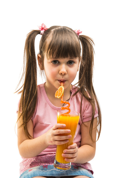 portrait of a girl with a glass of juice - Photo, Image