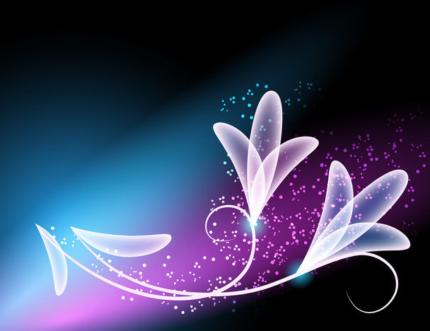 Transparent flowers and stars - Διάνυσμα, εικόνα