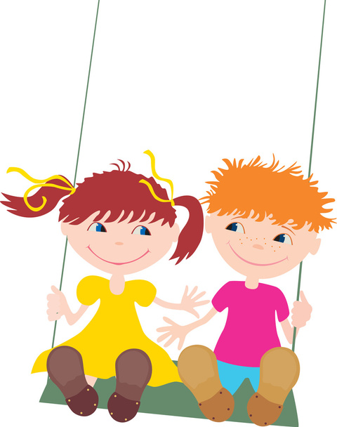 kids on the swing - Vector, Image
