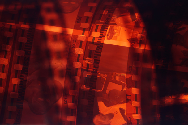 Old negative 35mm film strip on white background - Photo, Image