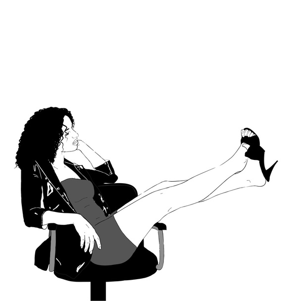 Sexy secretaresse op stoel - Vector, afbeelding