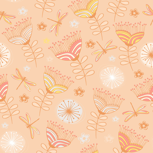 Seamless vintage flower pattern background - ベクター画像