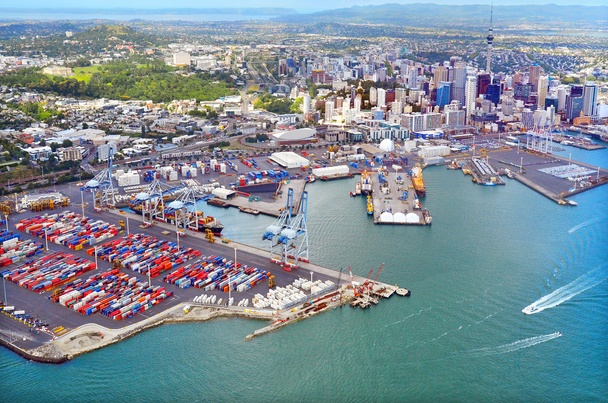 Air view of Auckland financial and the ports of Auckland New Zealand
 - Фото, изображение