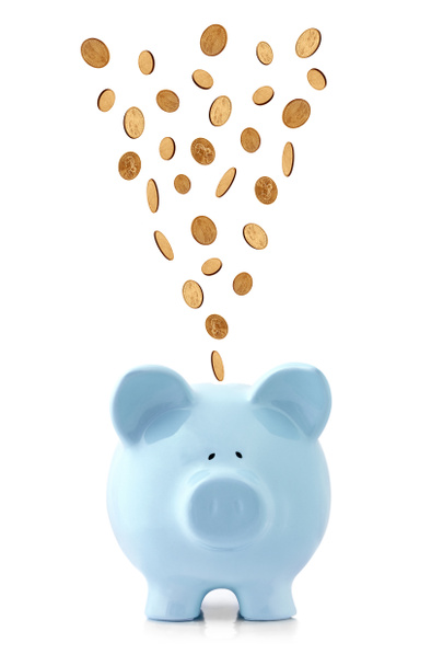 Piggy Bank com moedas caindo
 - Foto, Imagem