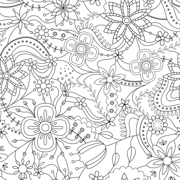 Coloring pattern with flowers - Vector, imagen