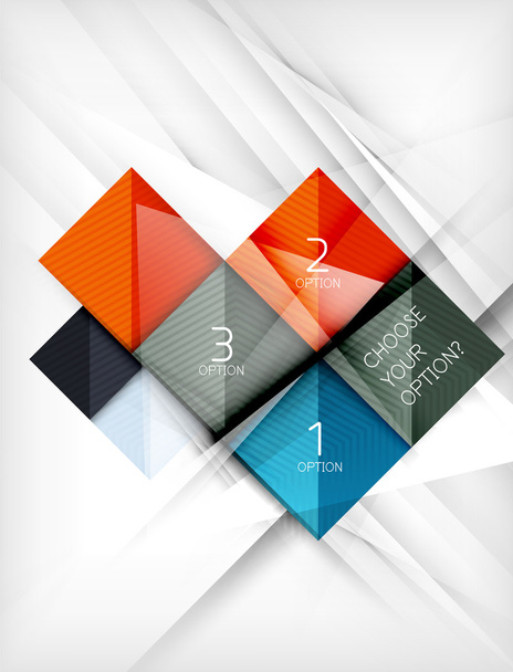 quadratischer abstrakter Hintergrund mit Optionselementen, Papier-Design-Stil Glanzeffekte und Schatten - Vektor, Bild