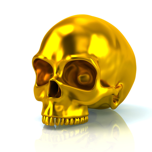 golden human skull symbol - Fotoğraf, Görsel