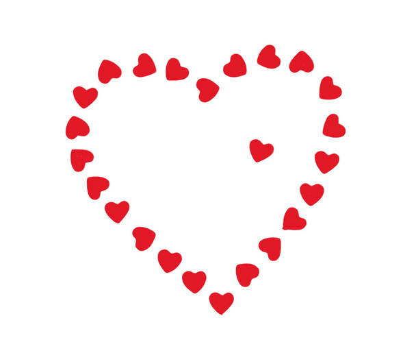 Beyaz backgro küçük kırmızı kalpler Sevgililer kalp yapılmış - Fotoğraf, Görsel