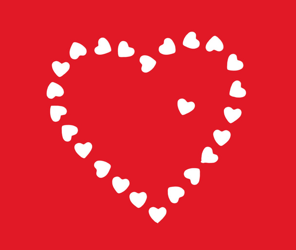 Valentýnské srdce vyroben z bílého srdíčka na červené backgro - Fotografie, Obrázek