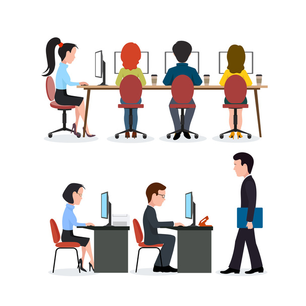 A group of people in the office.The labor collective flat style. - Vector, Image