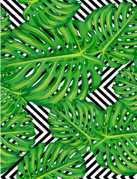Seamless pattern of leaves monstera - Vektör, Görsel