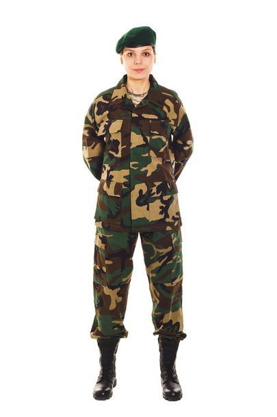 Soldier girl in the military uniform - Φωτογραφία, εικόνα